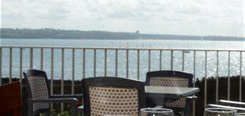 Terrace of Hotel Belle-Vue in Fouesnant with seaview